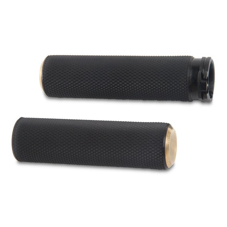 Arlen Ness Anodized Knurled Grips For Harley With Throttle by Wire (Brass)